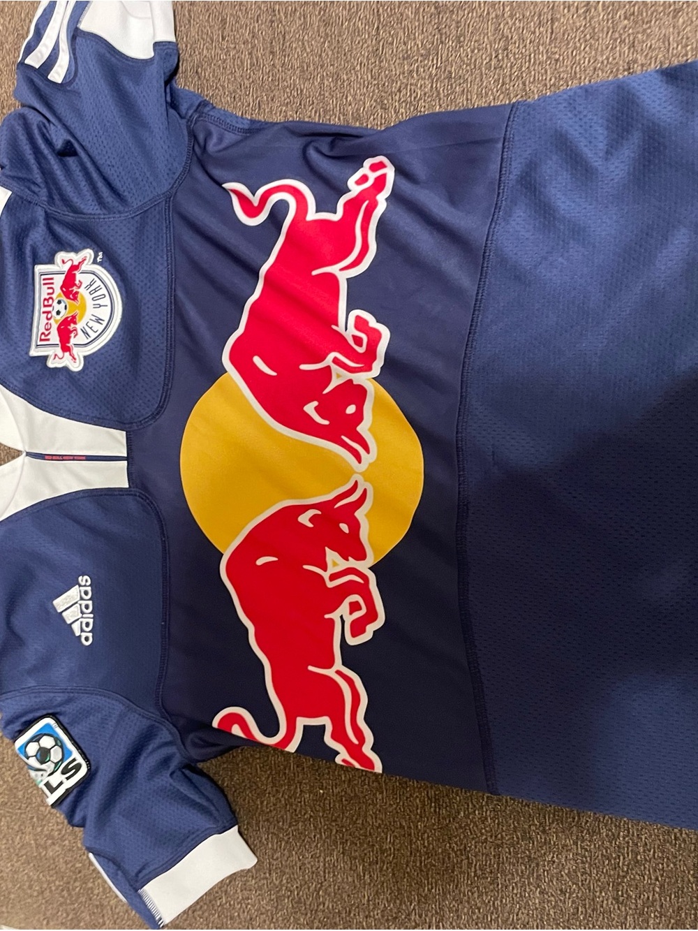Classic Red Bull adidas Navy and White New York Soccer team Jersey size small